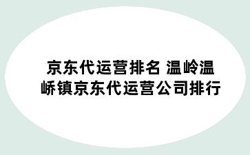 京东代运营排名 温岭温峤镇京东代运营公司排行